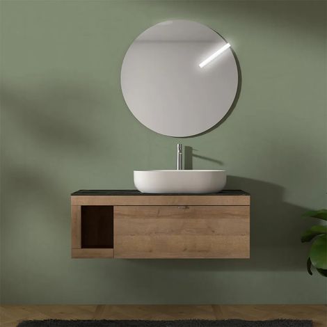 Mobile bagno portalavabo sospeso 110 cm miele con top portoro Maya (1/5)