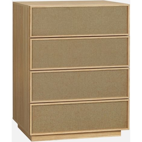 Cassettiera decorativa in legno e tessuto con 4 cassetti (1/5)