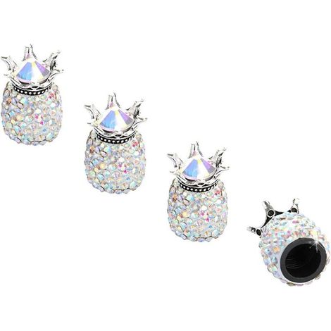 4 Pièces Bouchon Valve De Pneu, Valve de Voiture, Couronne Capuchon De Valve, Diamant Brillant Bouchons De Valve, Universels Ornés Voiture Accessoires Bouchon Valve De Pneu (AB) (1/5)