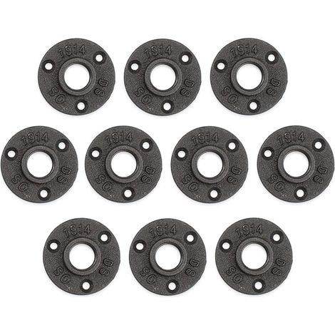 brides de tuyau noires 3/4" avec 3 trous BSP Filetage métallique Support de tuyau en fonte malléable pour tuyaux industriels, meubles, bar, restaurant, hôtel et bricolage artisanal (1/5)