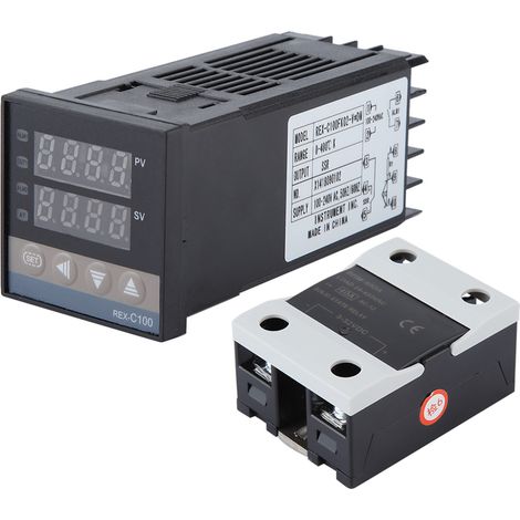 Kit Belme 3 pièces : thermostat long 0-400 °C, 100-240 V + relais statique + thermocouple de type K à filetage grossier M6 de 1 mètre (1/5)