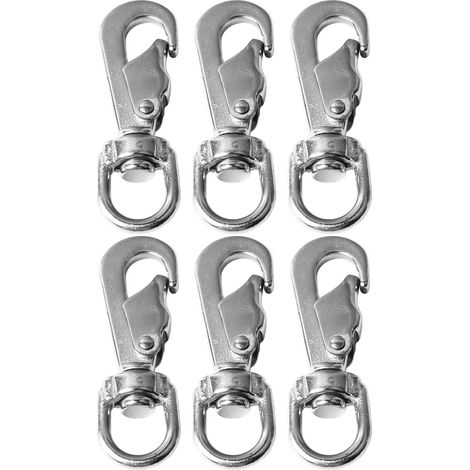 Clips De Drapeau en Acier Inoxydable, 6 Pièces, pour Corde De Mât De Drapeau, Crochets à Ressort De Plongée à œil Rotatif 55mm pour Laisses De Chien, Porte-clés (1/5)