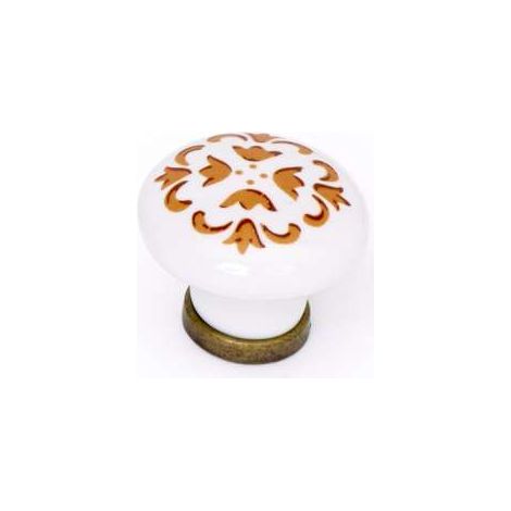 Pomolo rustico in porcellana bronzo/bianco 30 mm