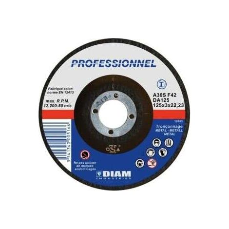 Disco abrasivo diam.125 x 3 x 22,23 acciaio - DIAM INDUSTRIES - DA125/22 (1/2)