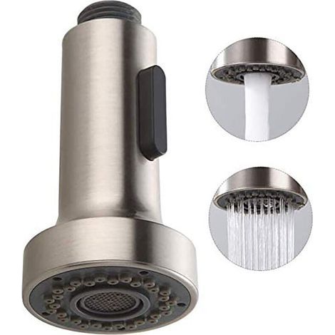 Kitchen faucet with pull-out spray head, brushed stainless steel, 360° swivel kitchen faucet, stainless steel (1/3)