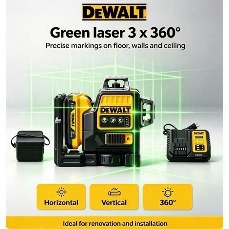 DeWalt DW089LG 360 Green Laser Level 12V Kit Battery & Charger All Day Working Time (1/4)