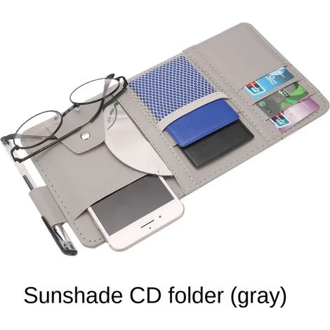 (Sans fermeture éclair) Pare-soleil de voiture, porte-cartes de visite, porte-stylo, organiseur CD/DVD, boîte de rangement, clip pour lunettes de soleil, accessoires de voiture (1/5)