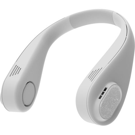 Ventilador de cuello sin aspas, doble turbo, portátil, tres velocidades ajustables, recargable por USB. (1/5)