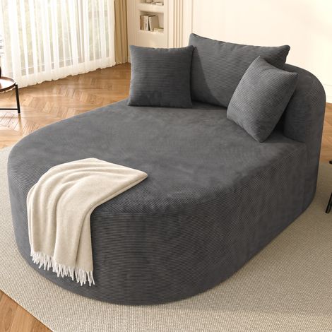 Poltrona relax ovale in tessuto corduroy grigio scuro, senza montaggio, 170 x 112,5 x 83 cm OKMYHOME (1/5)
