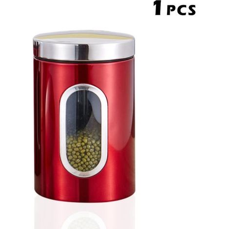 Les boîtes de stockage de sucre de café de thé jarres pots de récipient de cuisine inoxydable - rouge (1/4)