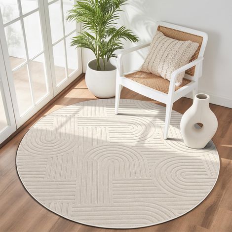Tapis de Salon Rond 120 cm, Extra Epais Tapis Chambre Antidérapant Lavable en Machine, Ne Perd Pas Ses Poils, Moelleux Moquette Chambre pour Interieur, Salon, Salle à Manger (1/5)