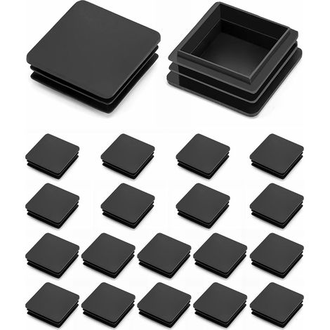 20 Bouchon à lamelles, 50x50mm, Plastique noir nervuré, Pour tube carré, Meubles intérieurs (1/5)
