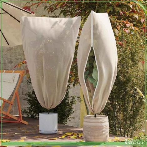 Couvre-plantes anti-gel - FAFEICY - 5 pcs - Beige - 1,8 x 1,2 m - Zip et cordon de serrage (1/5)