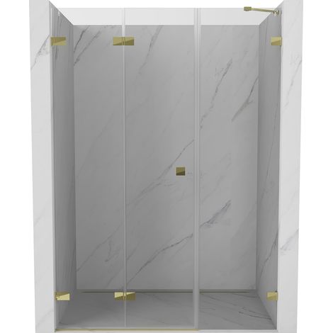 Mexen Lunar-F porta doccia pieghevole sinistra 140 cm, trasparente, dorato - 836S-140-050-50-00-L (1/5)