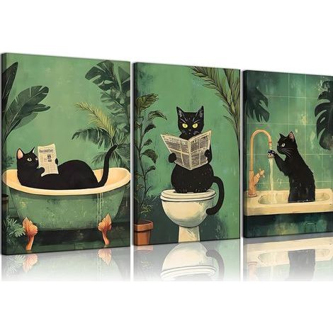 3-teiliges Toilettenposter-Set, Badezimmerbilder, 30 x 40 cm, lustiges Toilettenposter, geeignet zur Badezimmerdekoration (ungerahmt) (1/5)