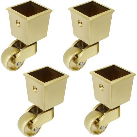 Roulettes en laiton massif, roulettes de meubles pivotantes de style tasse carrée polie antique, rotation à 360 °, silencieuses, lisses, pour pieds de piano, canapés, meubles vintage, capaci (1/5)