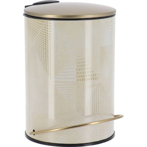 Cestino rotondo in metallo stampato da 3l con coperchio dorato - chicissime - Tendance (1/3)