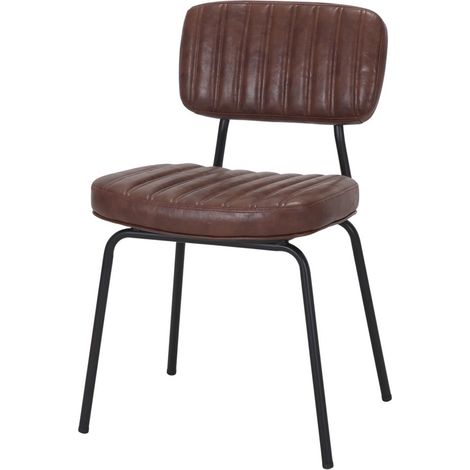 AUTRES Chaise tapissée en simili cuir avec un style industriel - modèle 045 - marron (1/4)