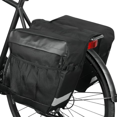Borsa portapacchi posteriore per bici, borsa impermeabile da 28 litri per telaio doppio per bici, borsa per sedile posteriore per bicicletta con maniglia, striscia riflettente