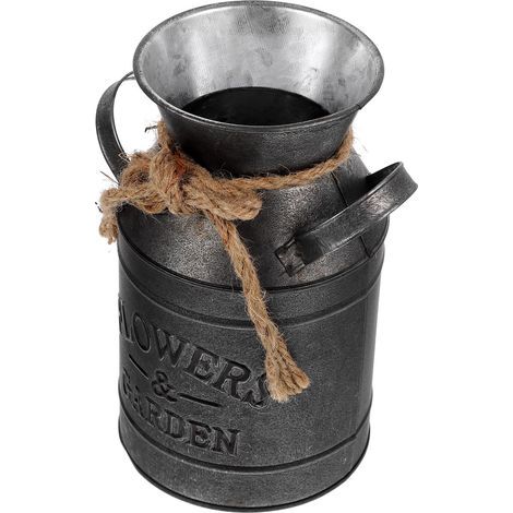 Pot de Fleus en Fe Galvanisé Vintage 10x19x11,5 Cm Seau ustique Décoatif pou Fleus Séchées et Compositions Jadinièe Famhouse pou Poche, la Cuisine et Salon (1/4)