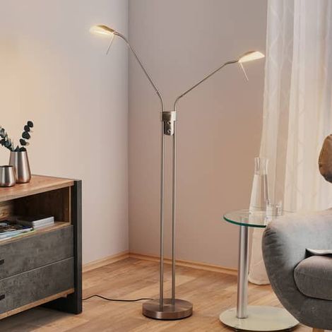 [GEBRAUCHT] B-Ware Fischer & Honsel Led Stehleuchte Stehlampe Lampe Pool Tw, Zweiflammig, Nickel