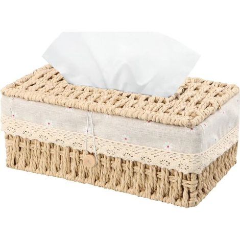 Bardusch-Boîte rotin beige – housse rectangulaire 24×14×10 cm, naturelle, pour maison/voiture (1/5)