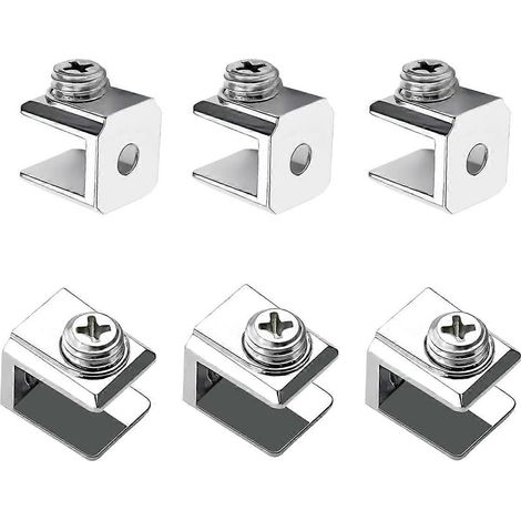 Lot de 16 pinces pour étagères en verre, pinces à verre, supports muraux pour étagères en verre de 3 à 8 mm, pinces réglables (1/4)