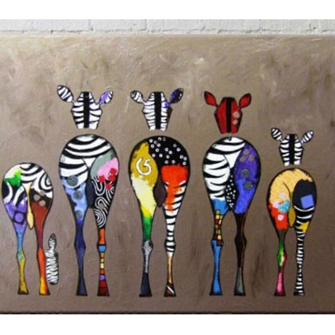 Décoration murale zèbre colorée pour chambre, imprimée sur toile sans cadre (1/5)