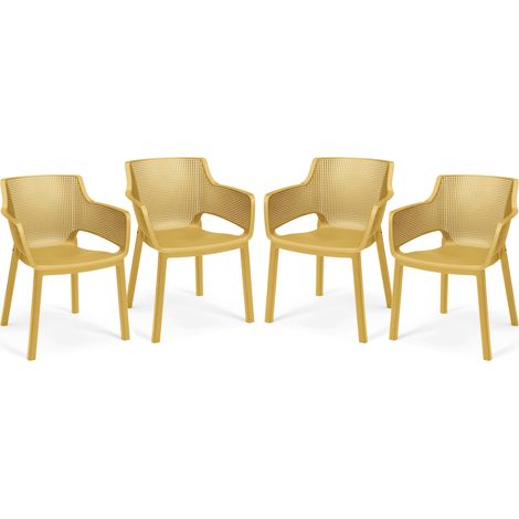 Keter Set x4 Silla de exterior de jardín Elisa Must Amarilla 61,5x53x78,4cm