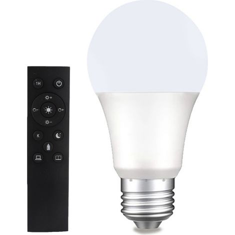 Ampoule LED E26 9W Dimmable Télécommande Changement Couleur 3000K-6500K Sans Application Installation Facile (1/5)