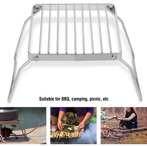 Grille à charbon de bois pliable et portable en acier inoxydable pour barbecue et pique-nique (1/5)