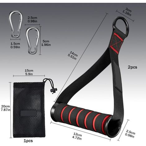 Set di 5 maniglie per trazione con cavi, maniglie di resistenza per cavi, accessorio per allenamento di forza con doppio anello a D in metallo per esercizi di fitness, pilates, estensioni per tricipit (1/4)