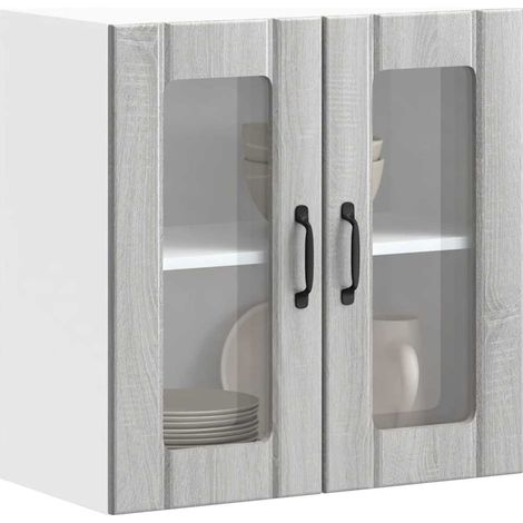 Küchen-Hängeschrank mit Glastür Lucca Grau Sonoma Holzwerkstoff