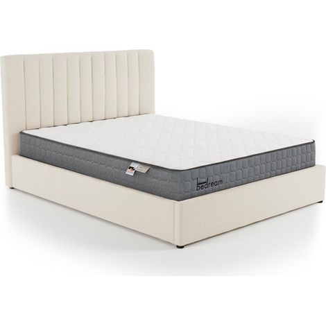 Pack Lit Coffre Bouclette "Dream" & Matelas "Goodream" 180x200cm Beige