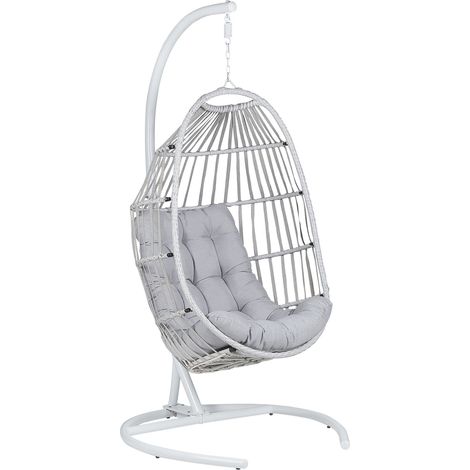 Hanging Chair with Stand SESIA PE Rattan Light Grey