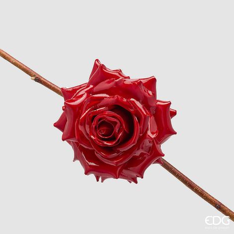 EDG Enzo De Gasperi Rosa Glossy con Clip Red Ø16 cm – Decorazione di Natale (1/2)
