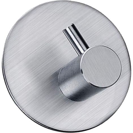 Runder Klebehaken aus gebürstetem Edelstahl in Silber, kein Bohren erforderlich, für Dusche, Badezimmer und Küche. (1/4)