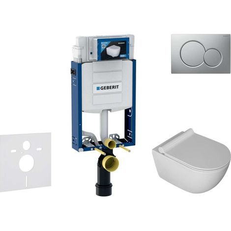 Geberit Combifix - Set con modulo di installazione, vaso WC Gaia e copriwater softclose, placca di comando Sigma01, cromo opaco smaltato SANI15CA1107 (1/5)
