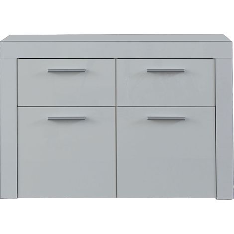 Alma meuble à chaussures 2 portes, 2 tiroirs accroché au mur blanc brillant. (1/2)