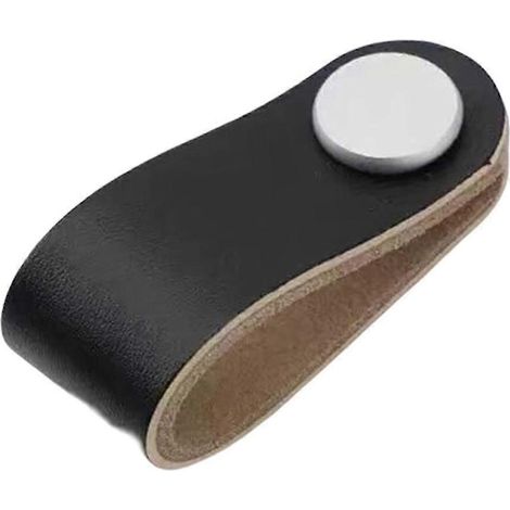 Poignées de porte en similicuir pour meubles de cuisine et tables de chevet-6.5cmx2.5cmx2.3cm-Black Single Hole