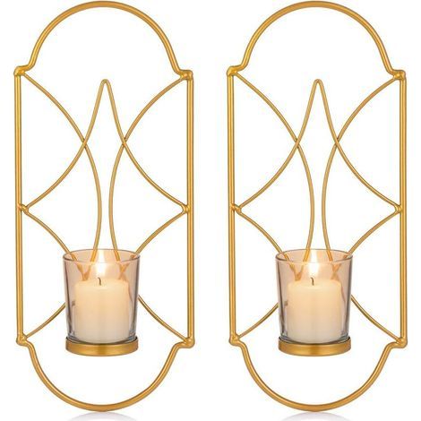 Set of 2 Candle Holders Tealight Candlestick Holder Wall Mounted Metal Candle Holders, Candle Holder for Wall Bedroom Bathroom Living Room Decoration,