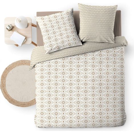 Bricoline – Parure de lit 260x240 en 100% coton – Tissage 57 fils/cm² – Coloris gris – 2 taies d'oreillers 63x63 cm (1/6)