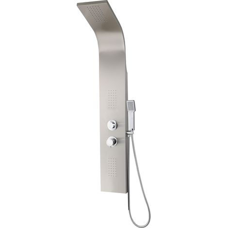 Duschpaneel aus Edelstahl 304 – Kopfbrause, 2 Seitendüsen, Handbrause 130 x 20 cm