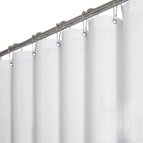 1 Rideau de douche, 150x180 cm, Polyester, Aspect lin, Anti-moisissure, Imperméable, Lavable, Pour salle de bain