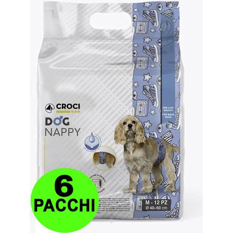 72 Fasce igieniche per cani maschi Dog Nappy Pop M 40-50 cm - 6 pacchi da 12 pezzi cad.