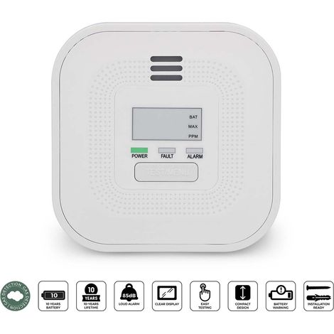Carbon Monoxide Alarm with Display, 10-Year Battery (1/5)