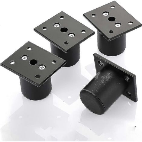 Quatre pieds de meubles réglables, pieds de lit, en alliage d'aluminium, permettent de surélever les meubles, conviennent aux cadres de lit, armoires, tables (noir, hauteur 50 mm). Cadeau idéal. (1/5)
