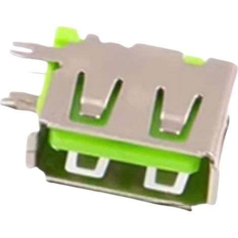 Connecteur USB Base AF 10,0/14,0/19 mm, corps court, fiche latérale femelle A, connecteur horizontal à 90°, bord roulé vert, longueur 10,0 mm (1/2)