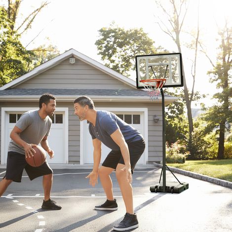 Panier de basket-ball extérieur avec support, hauteur réglable de 255 à 305 cm, support de basket-ball à roulettes, support de panneau de basket-ball, système de basket-ball, acier (1/5)