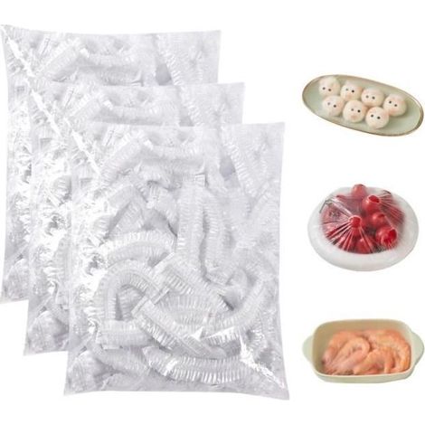 Lot de 300 Charlotte Alimentaire Reutilisable,Film Alimentaire Elastique Sac de Conservation Couvre Plat Reutilisable Conservation